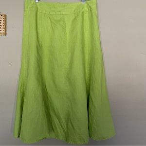 Linen Skirt: Vintage Geiger of Austria Linen Skirt Green  Size Medium